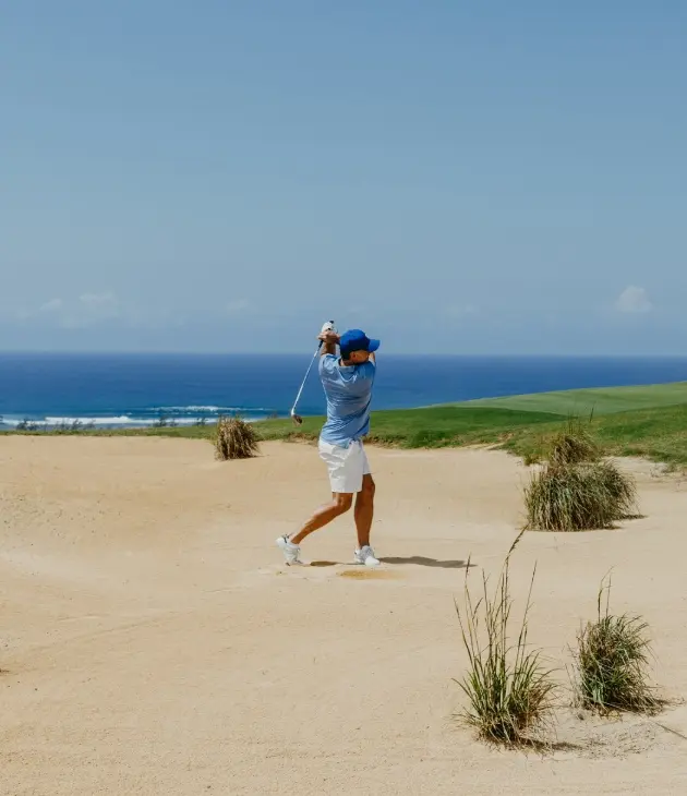Golfer performing a perfect swing