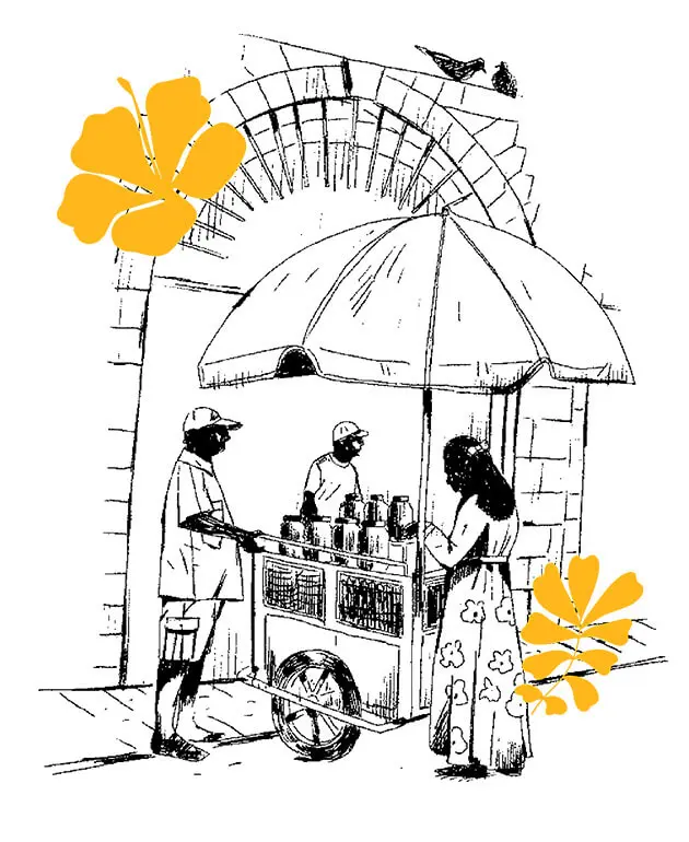 Port Louis market Illustration
