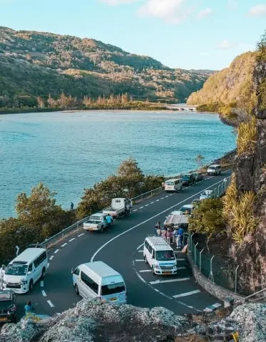 Scenic coastal view from Macondé Viewpoint in Mauritius